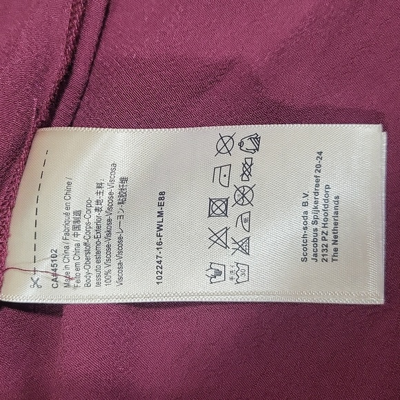 SCOTCH & SODA MAISON SCOTCH Merlot Maison Wrap Midi Dress w/ Necklace - Picture 14 of 16